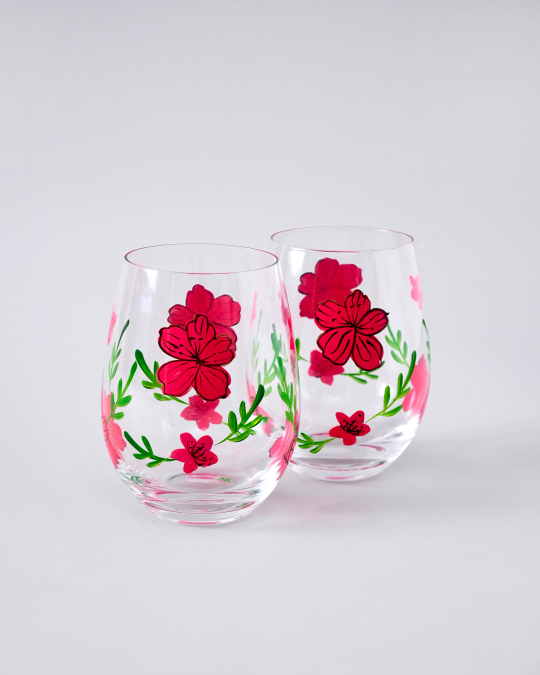 Crimson Bloom Drinking Glass - Set Of 6 