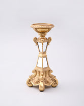 Regal Mirror Pedestal Candle Stand - Gold 