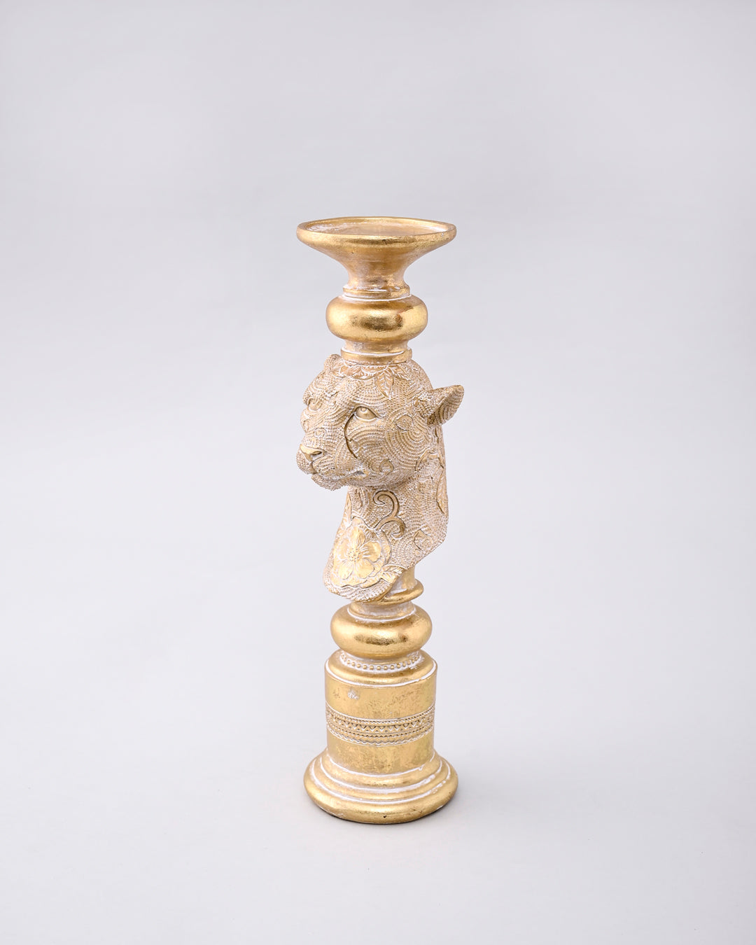 Golden Leopard Candle Stand 