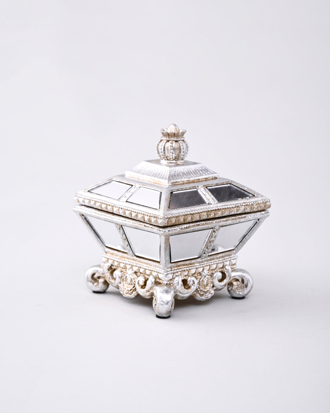 Royal Mirror Treasure Jewelry Box - Silver 