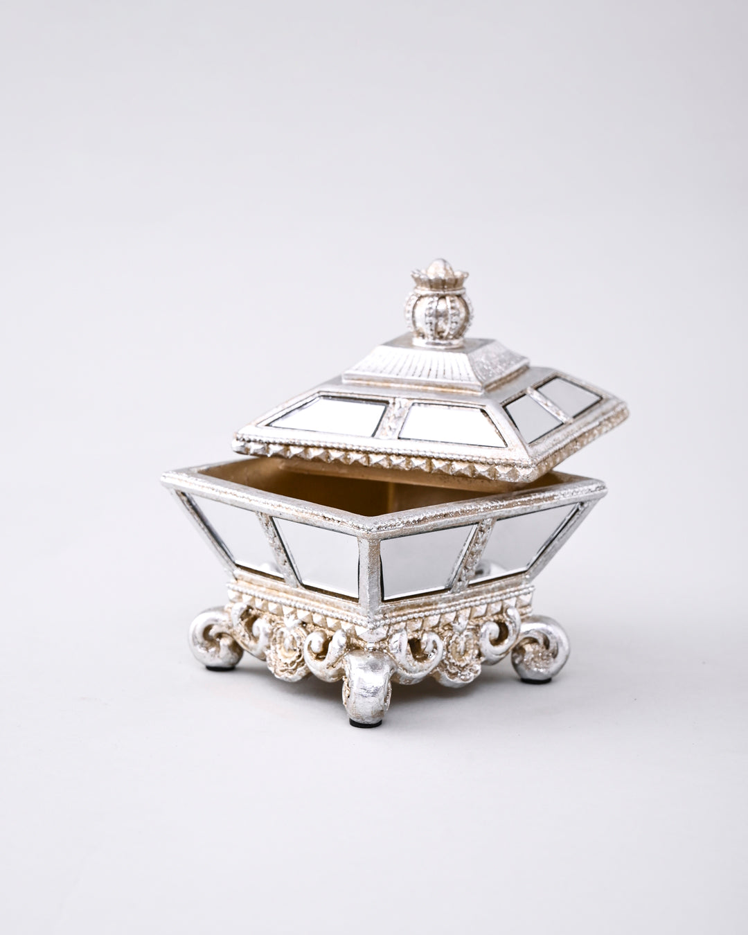 Royal Mirror Treasure Jewelry Box - Silver 