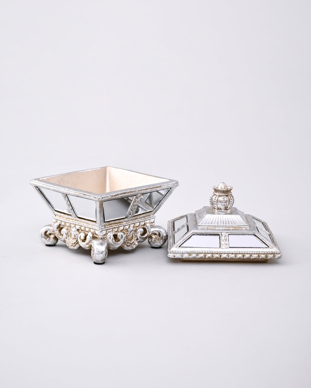 Royal Mirror Treasure Jewelry Box - Silver 