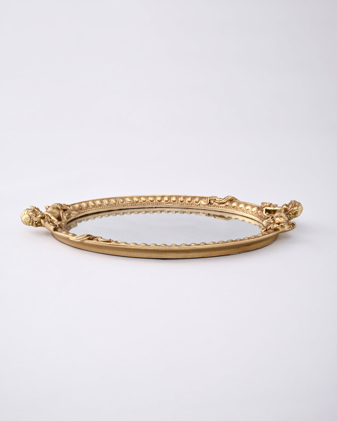 Golden Cherub Mirror Vanity Tray 
