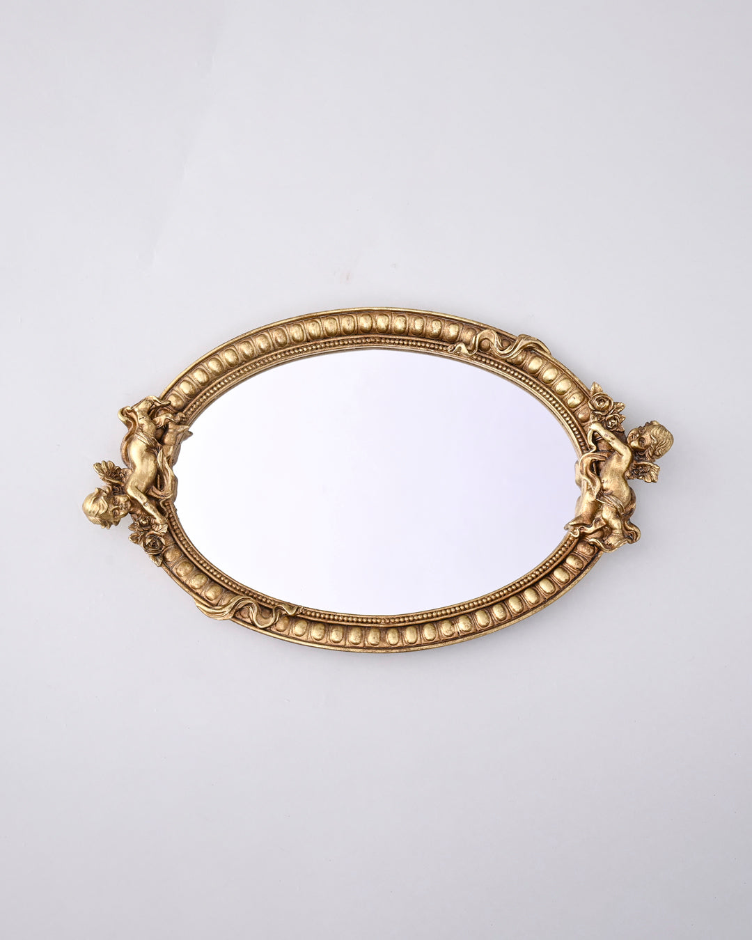 Golden Cherub Mirror Vanity Tray 