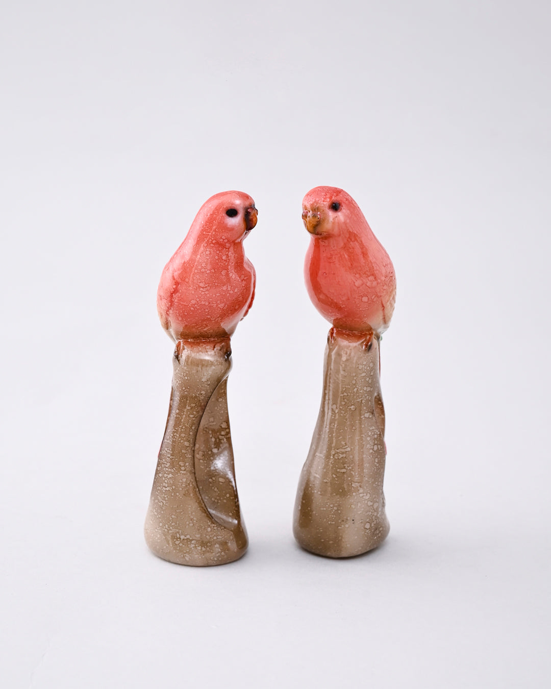 Coral Lovebird Decorative Figurine - Set Of 2 