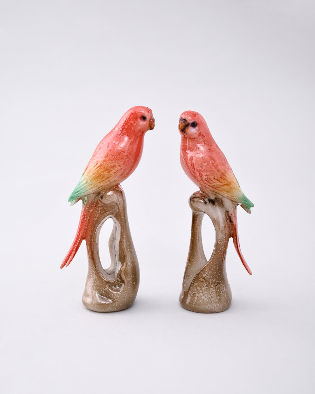 Coral Lovebird Decorative Figurine - Set Of 2 