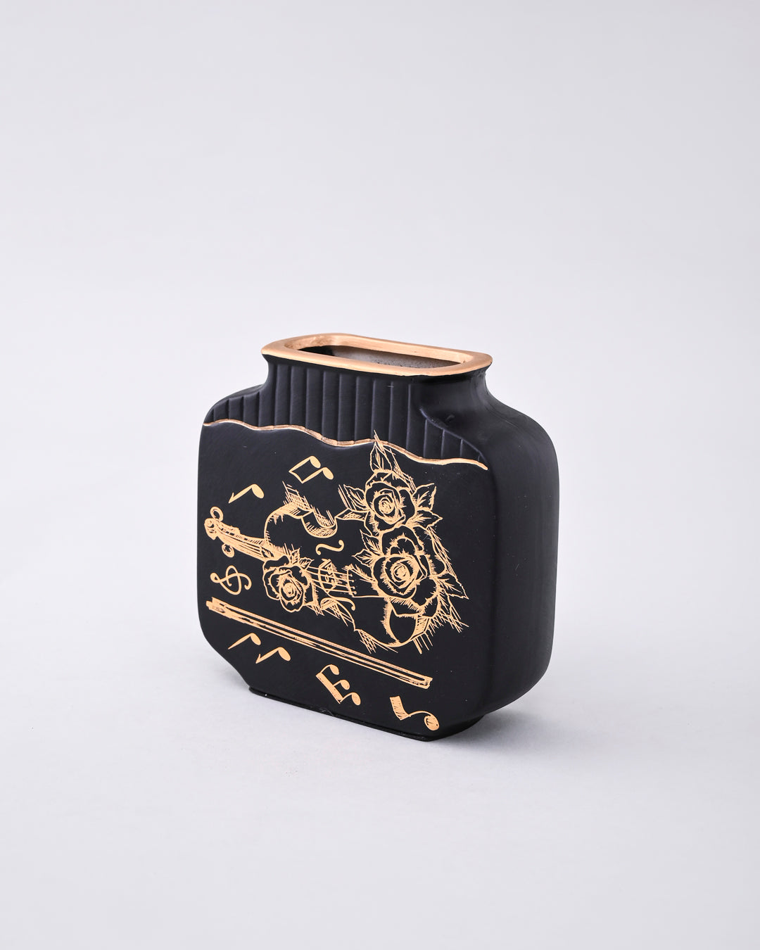 Melody Noir Vase & Decorative Plate - Set Of 3 