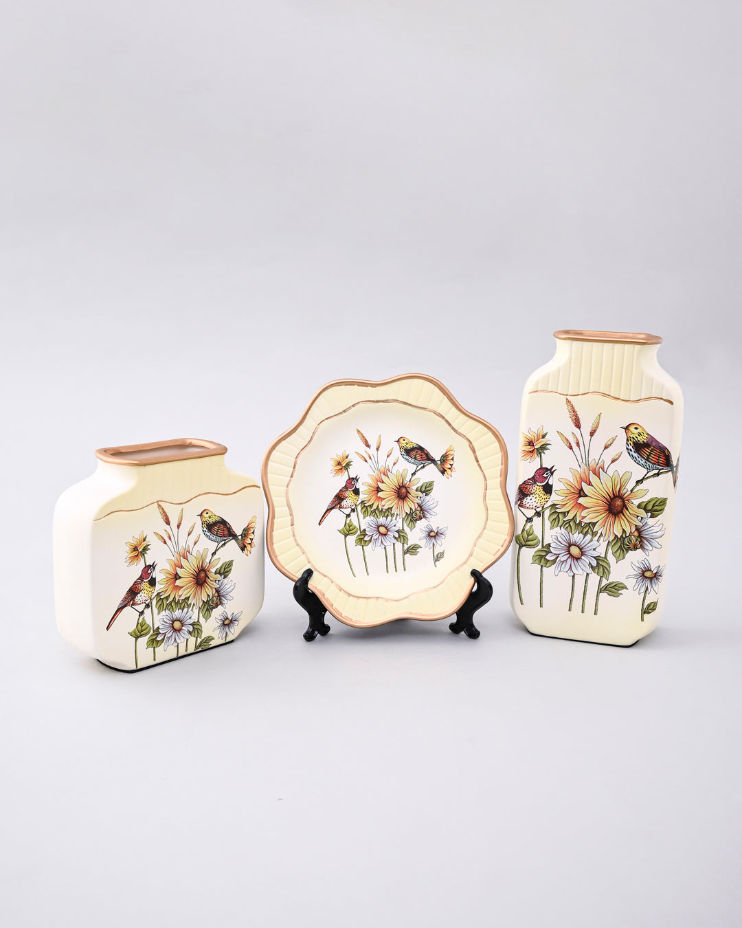 Meadow Song Vase & Decorative Plate - Set Of 3 