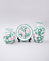 Blush Vine Vase & Decorative Plate - Set Of 3 