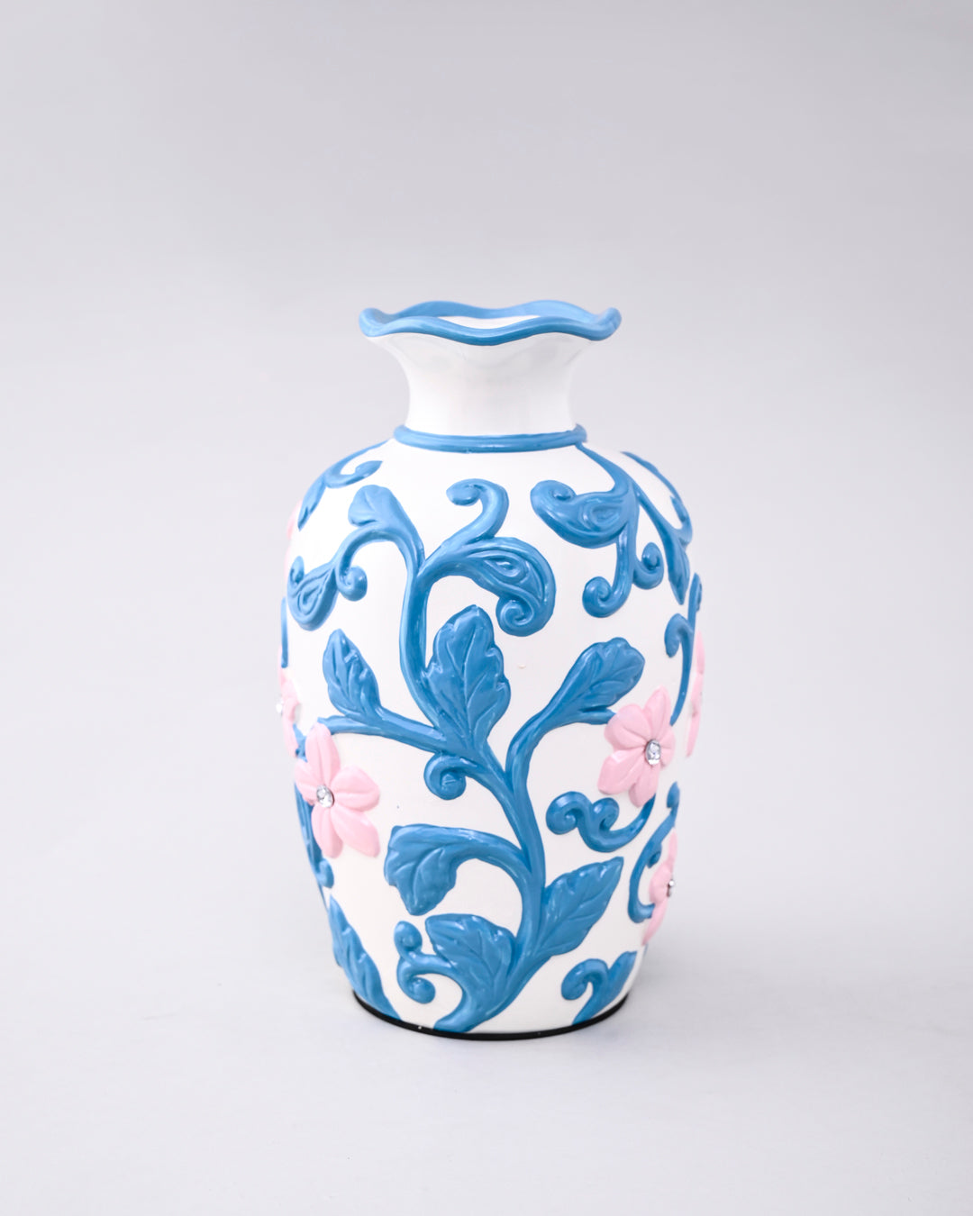 Azure Blossom Vase & Decorative Plate - Set Of 3 