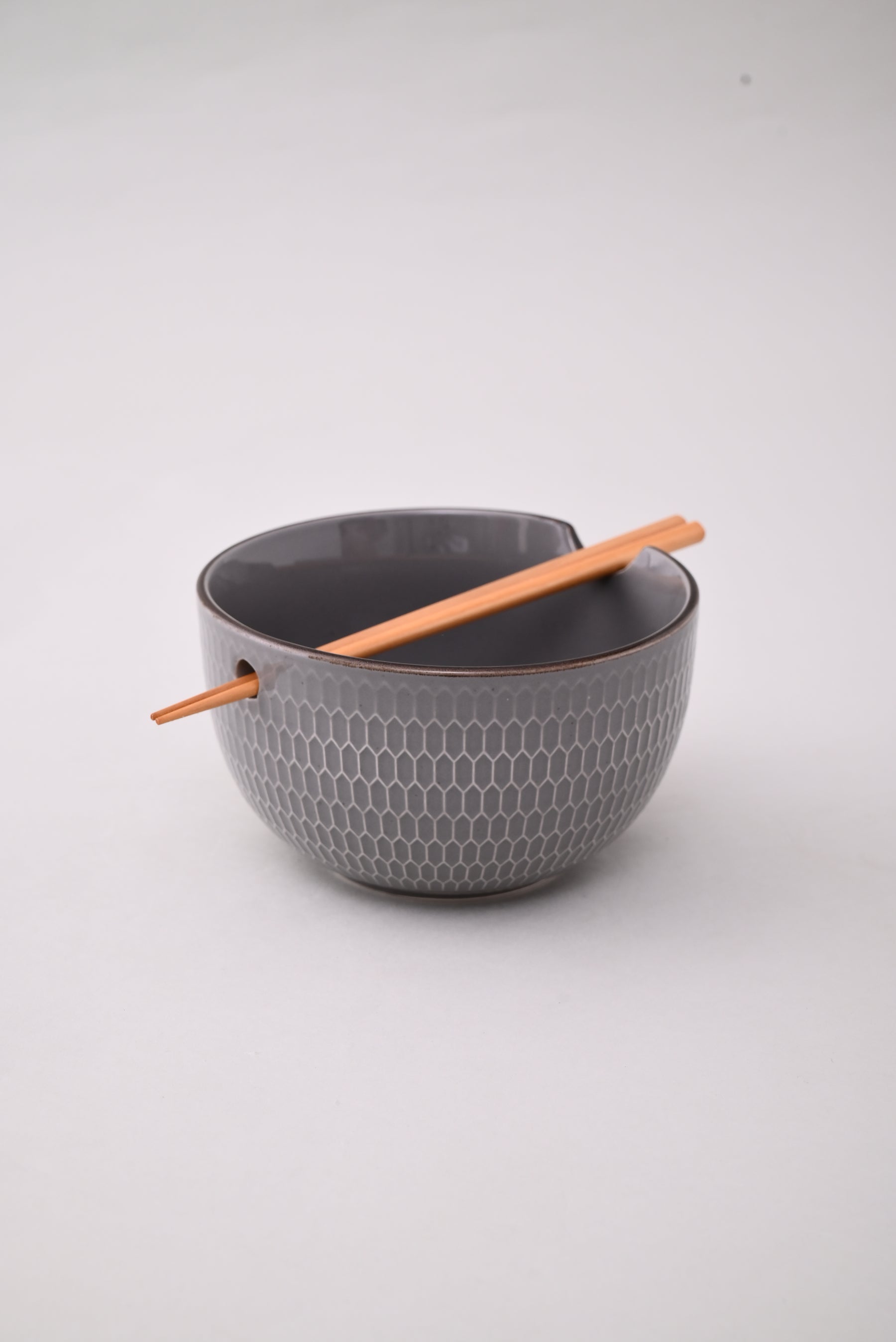 Ramen Bowl With Chopsticks - Grey 
