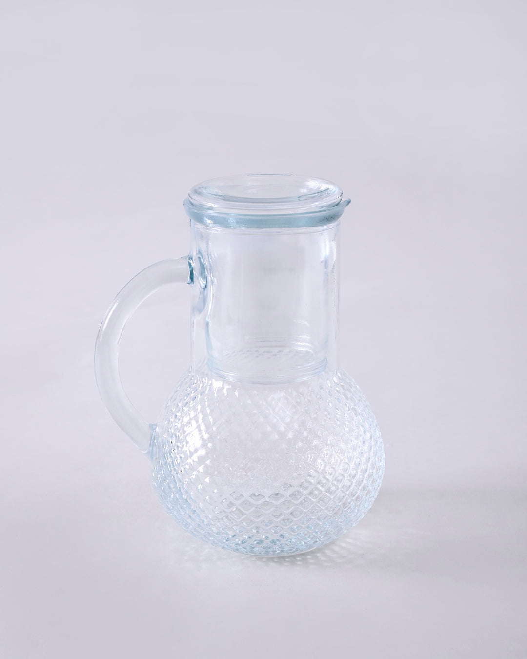 Diamond Cut Glass Jug with Tumbler Lid 
