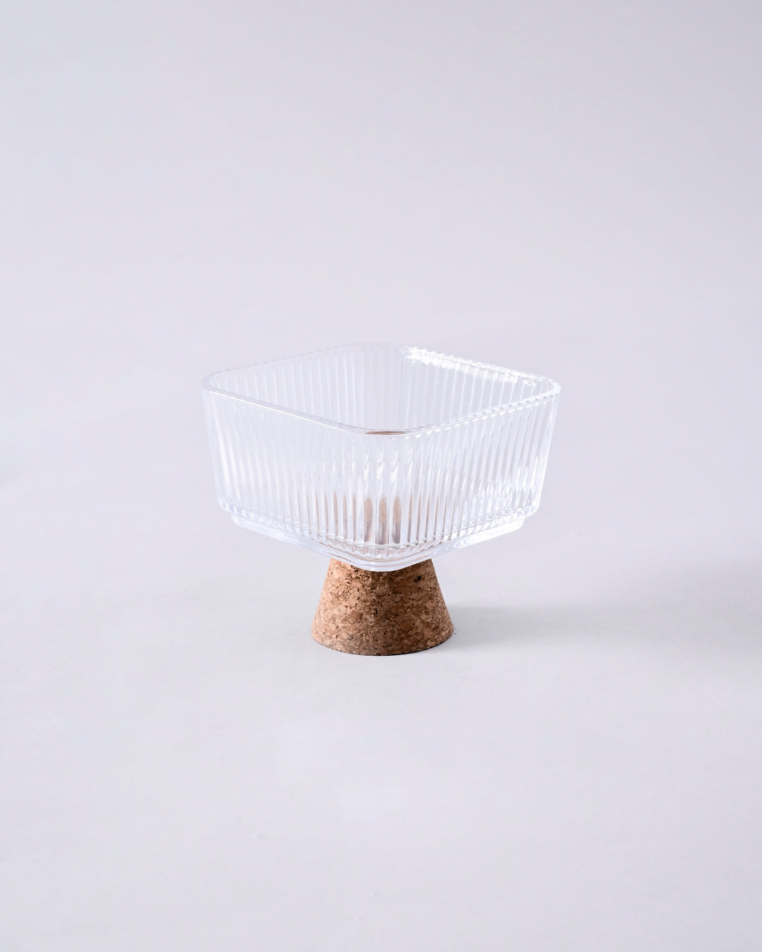 Modern Ribbed Glass Dessert Bowl 