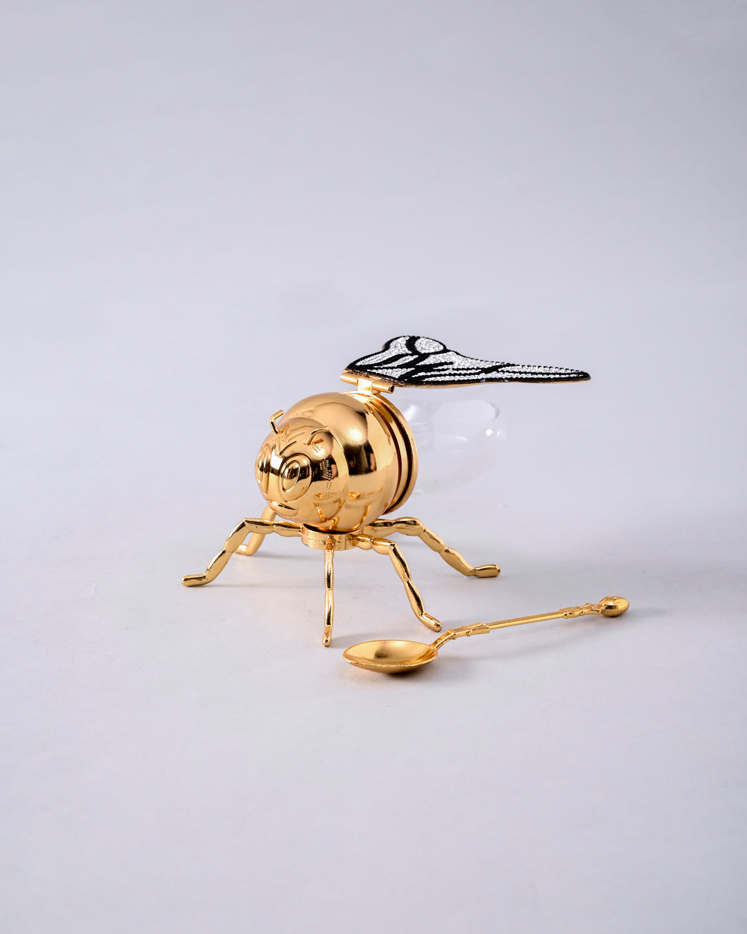 HoneyBee Honey Pot With Spoon '200 ML' - Black & White 