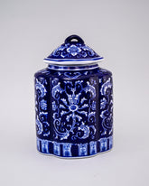 Blue & White Handcrafted Ceramic Jar With Lid - Large 