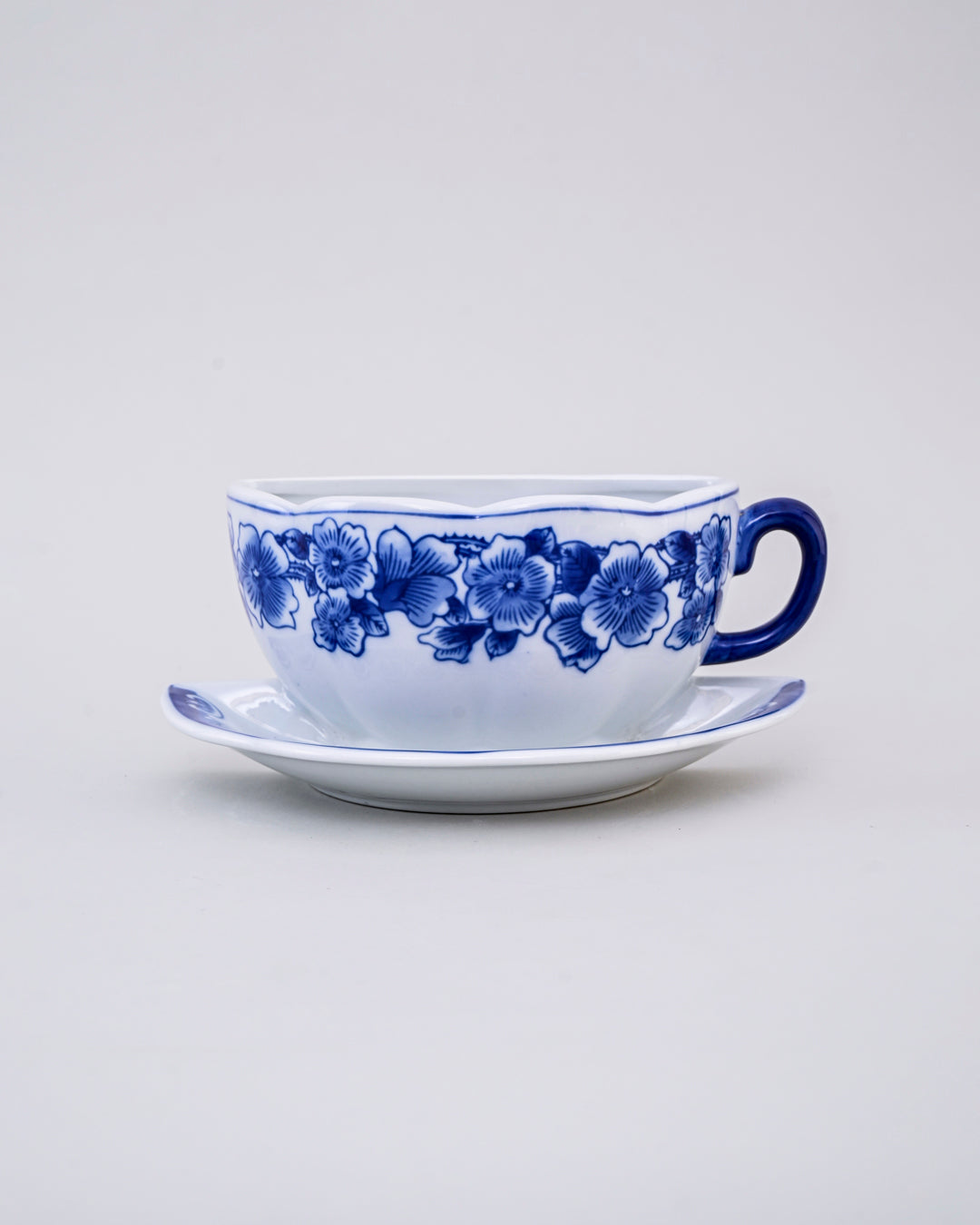 Blue Floral Teacup Wall Vase 