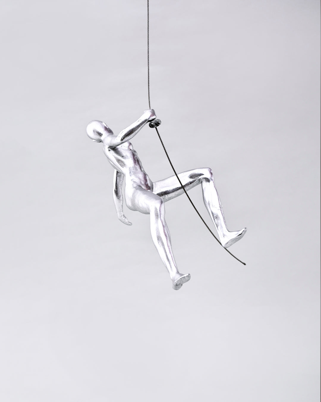 Silver Climbing Man Decorative Sculpture 