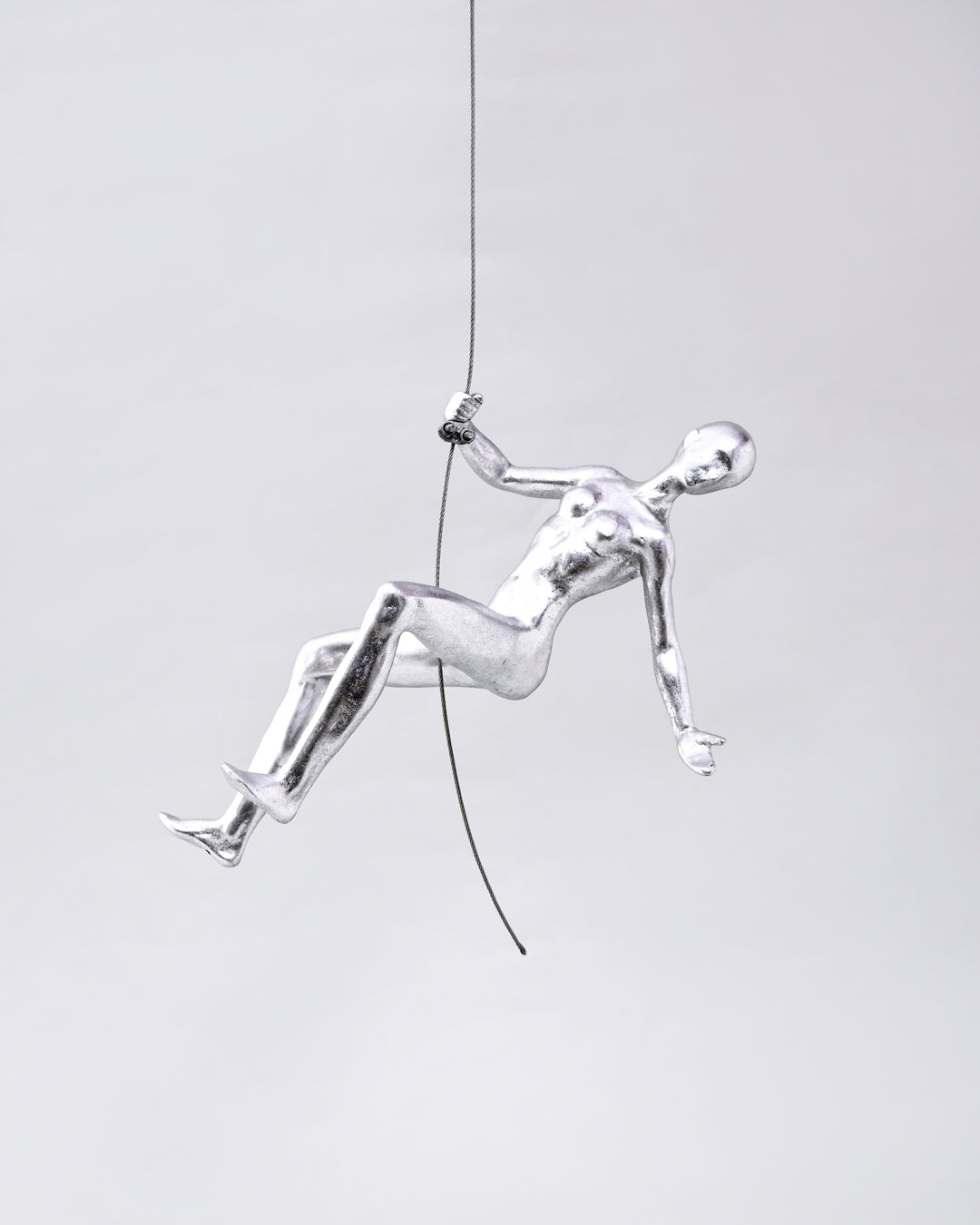 Silver Climbing Man Decorative Sculpture 