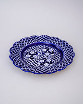 Blue Lattice Scalloped Edge Platter 
