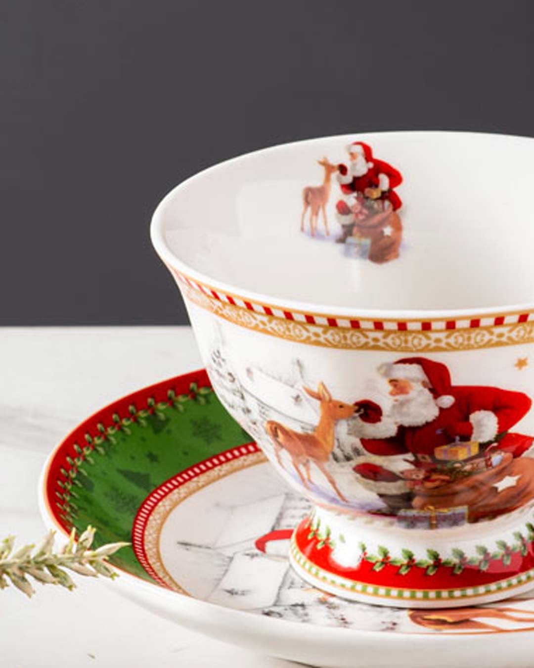 Merry Christmas - Teacup and Saucer - The Decor Kart 
