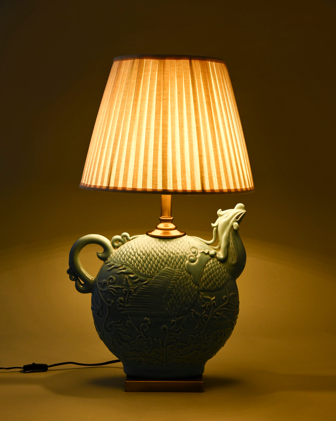 Imperial Celadon Phoenix Table Lamp 