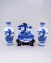 Blue & White Harmony Kids Vase & Decorative Plate - Set Of 3 