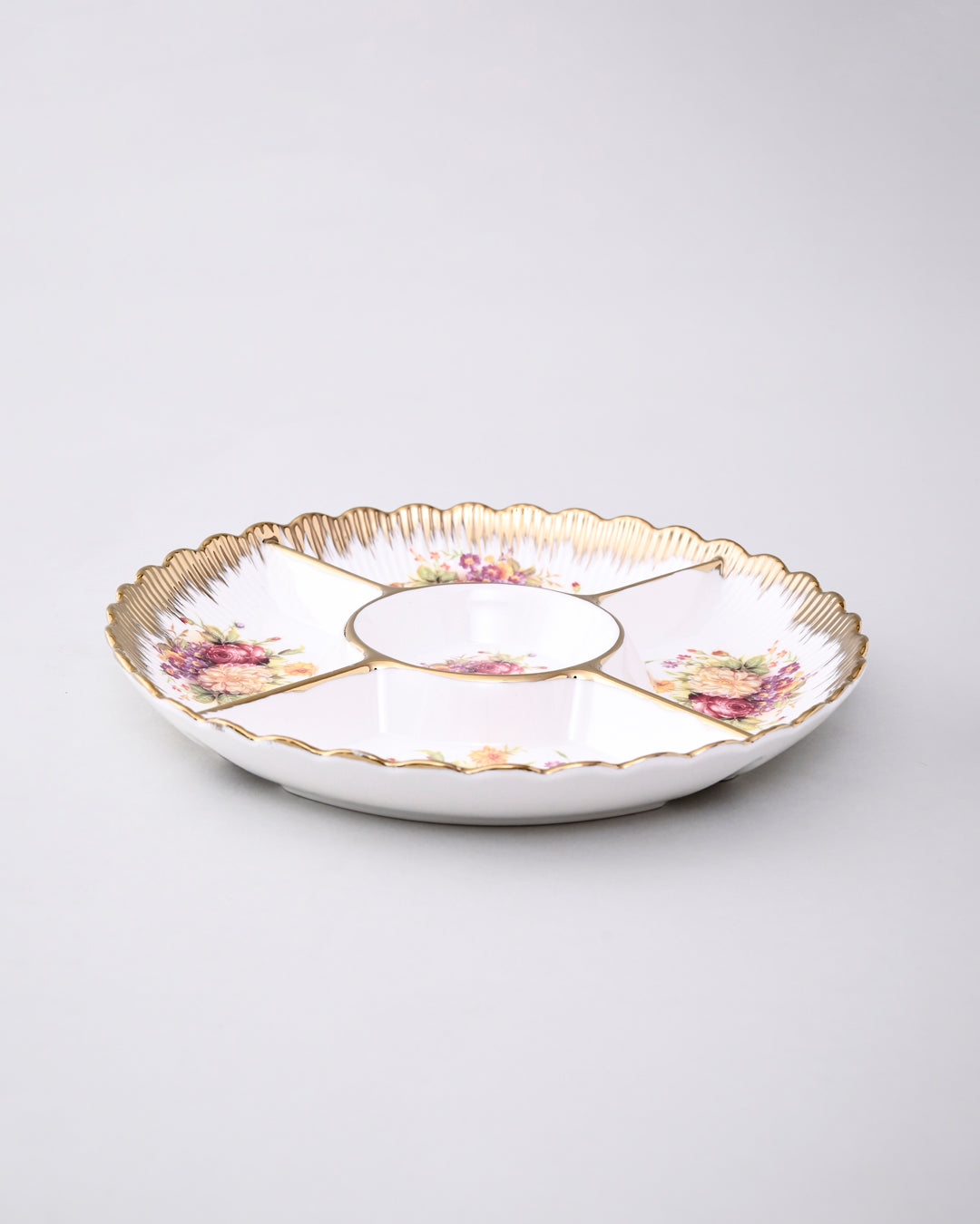 Vintage Floral Chip & Dip Platter 