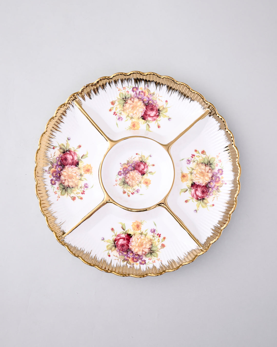 Vintage Floral Chip & Dip Platter 