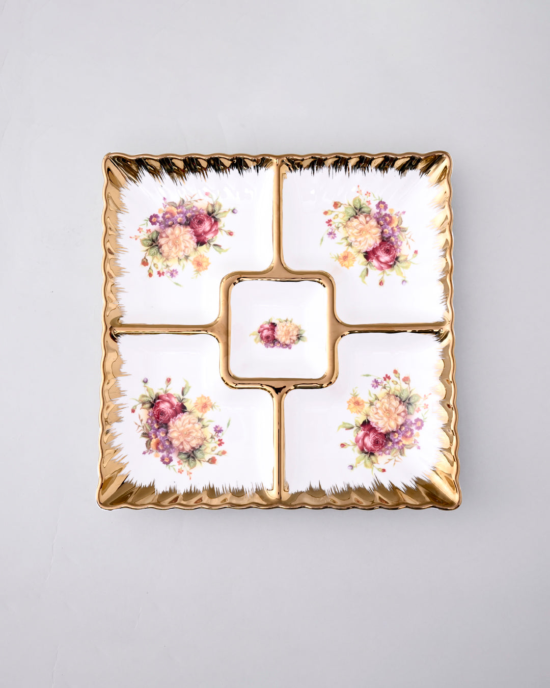 Vintage Floral Chip & Dip Platter 