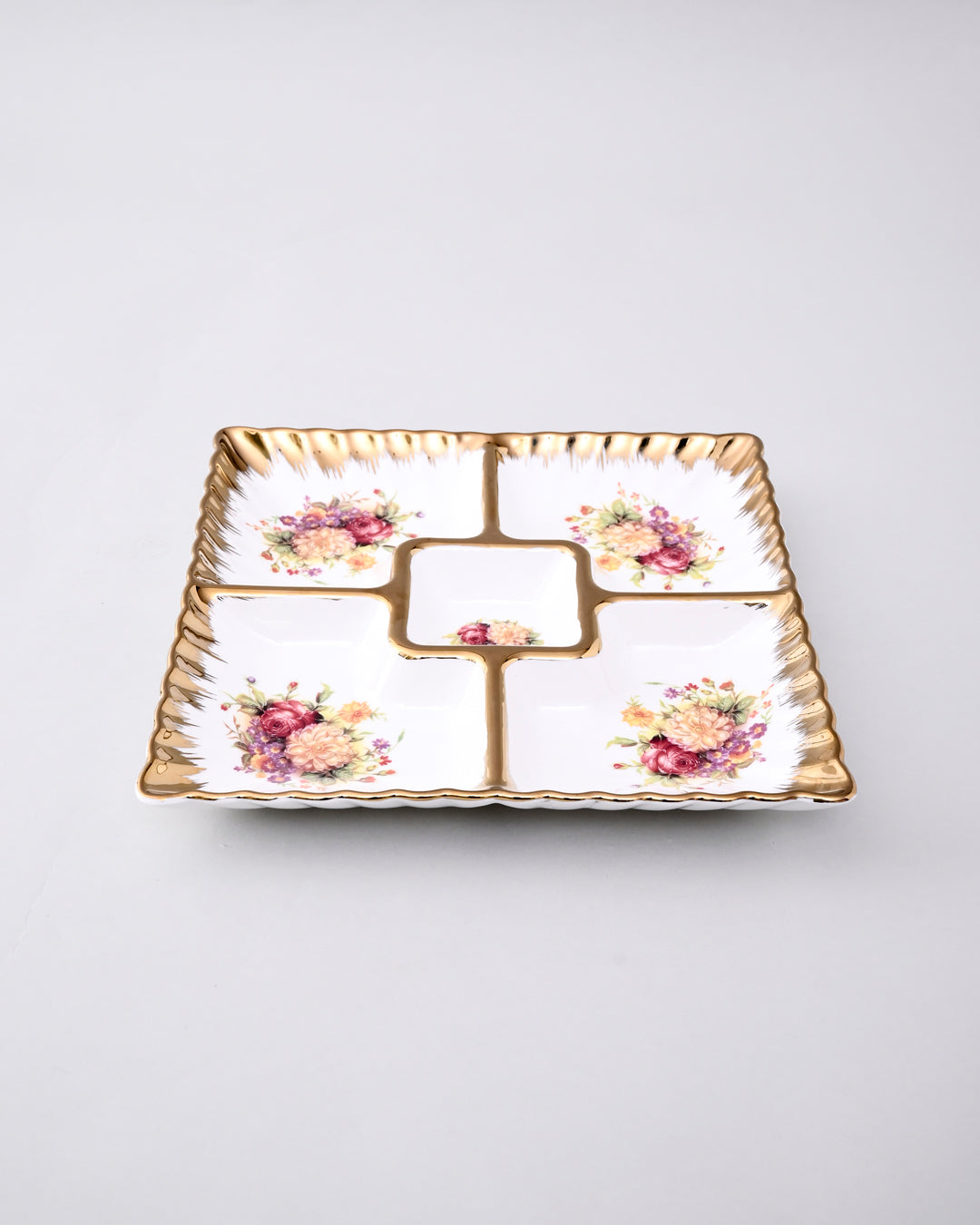 Vintage Floral Chip & Dip Platter 
