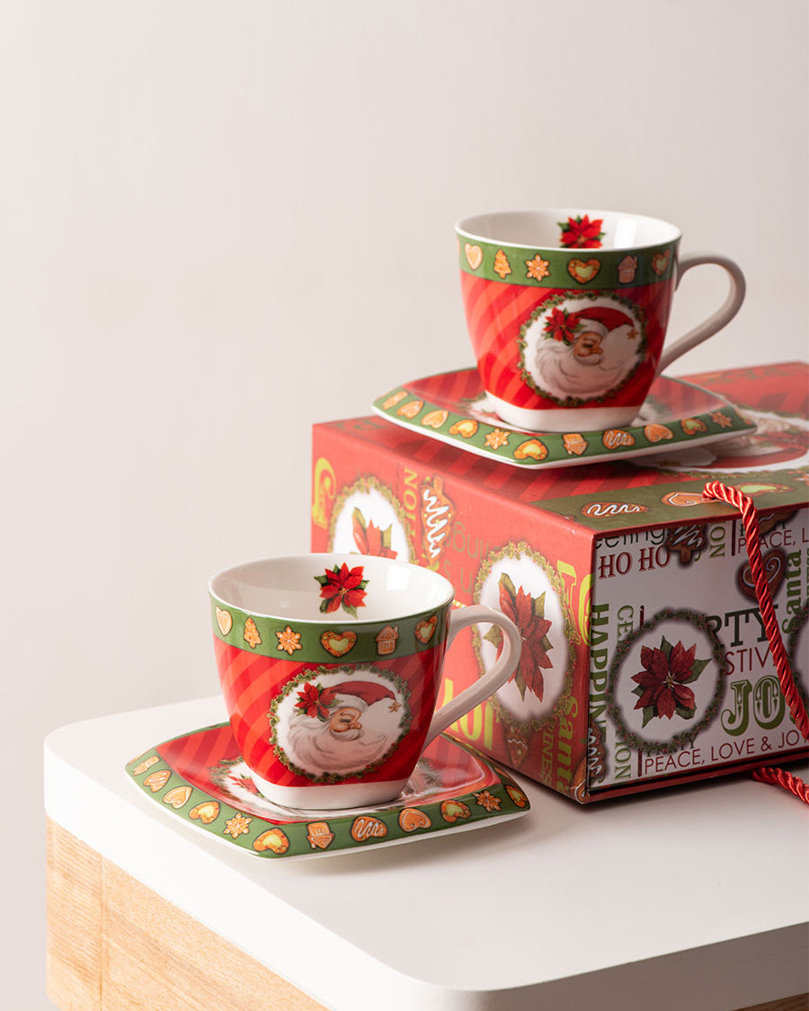 Sweet Santa - Set of 2 Teacups and Saucers 