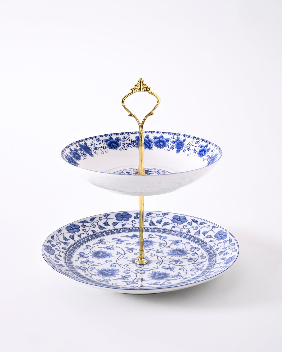 Blue Eden Floral 2-Tier Cake Stand 