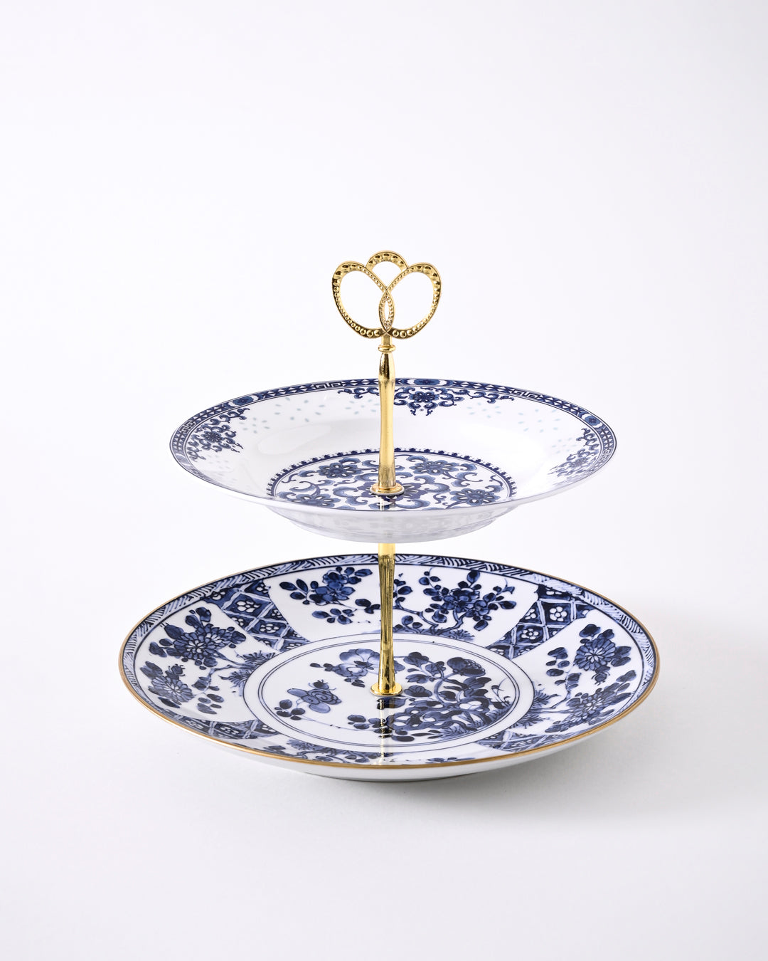 Heritage Blue Pottery 2-Tier Cake Stand 