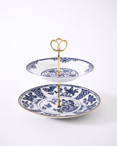 Heritage Blue Pottery 2-Tier Cake Stand 