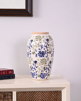 Blue & Green Floral Ceramic Vase 