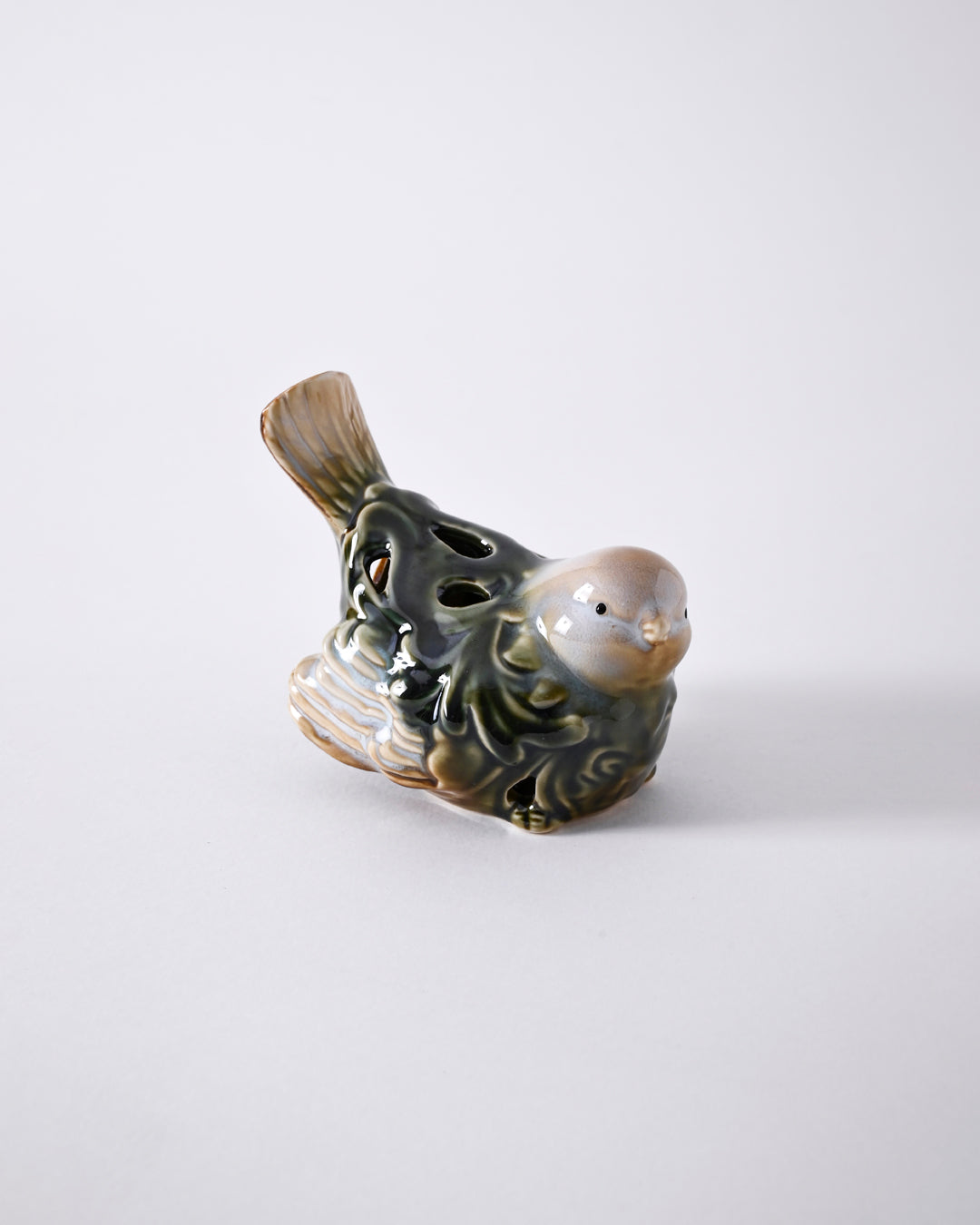 Crimson Songbird Decorative Figurine - Green 