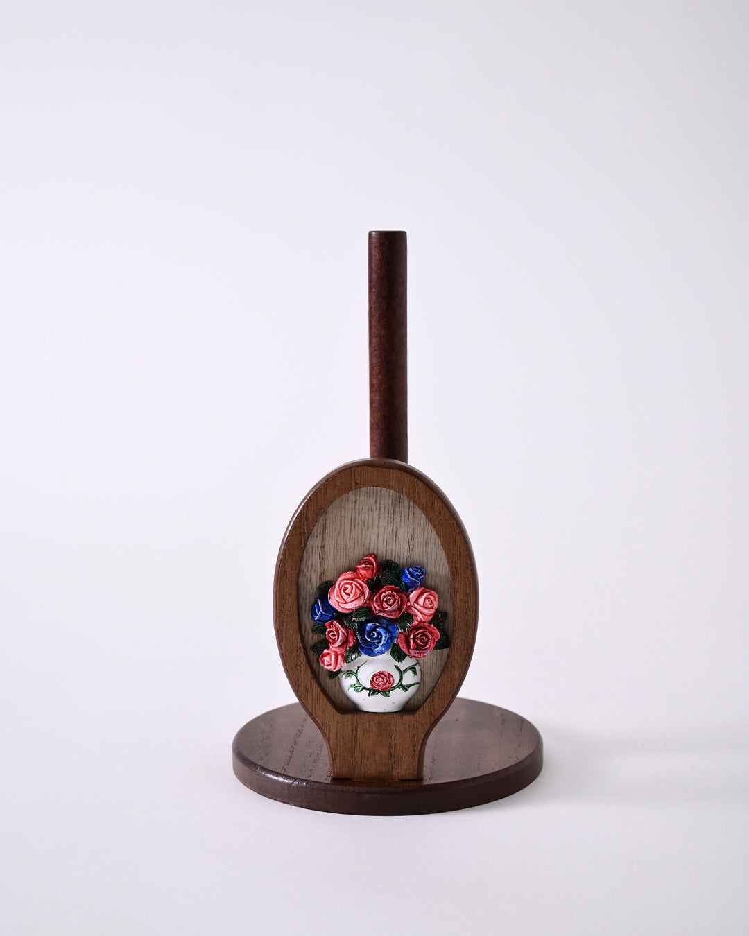 Floral Accent Wooden Paper Towel Holder 