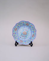 Royal Floral Enamel Decorative Plate - Sky Blue - 15 cm 