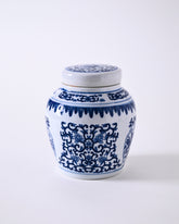 Blue Floral Porcelain Storage Jar with Lid 