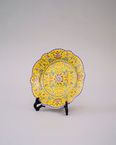 Royal Floral Enamel Decorative Plate - Yellow 15 cm 
