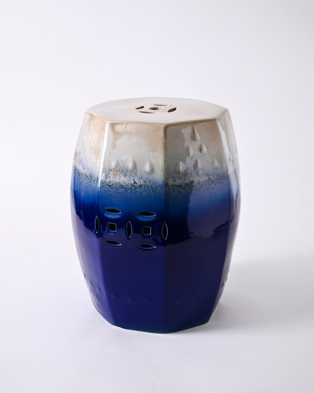 Ebony Mist Garden Stool - White Blue 