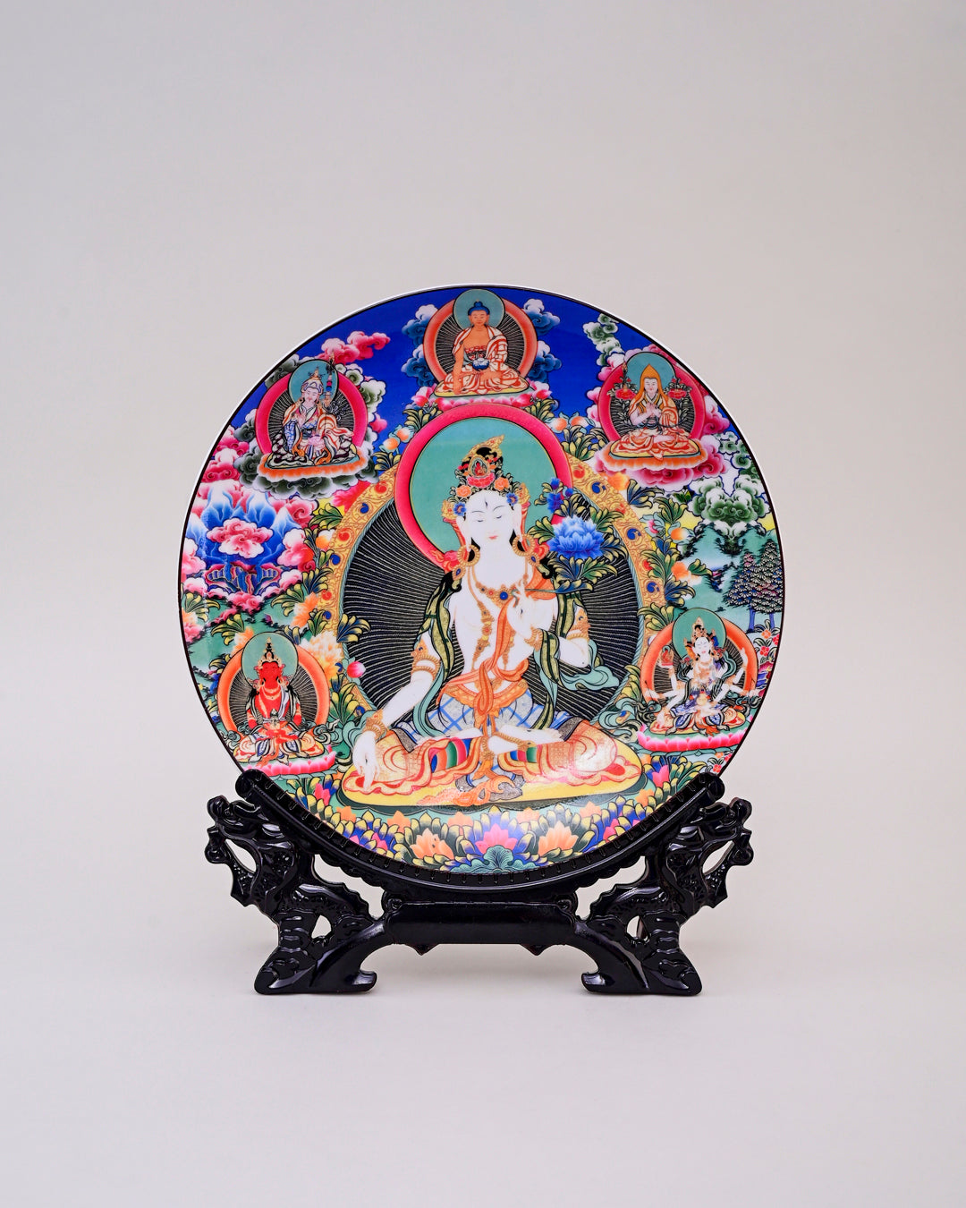 Tibetan White Tara Decorative Plate - 26 cm 