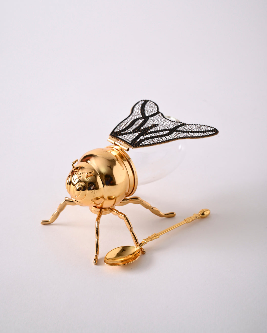 HoneyBee Honey Pot With Spoon '200 ML' - Black & White 