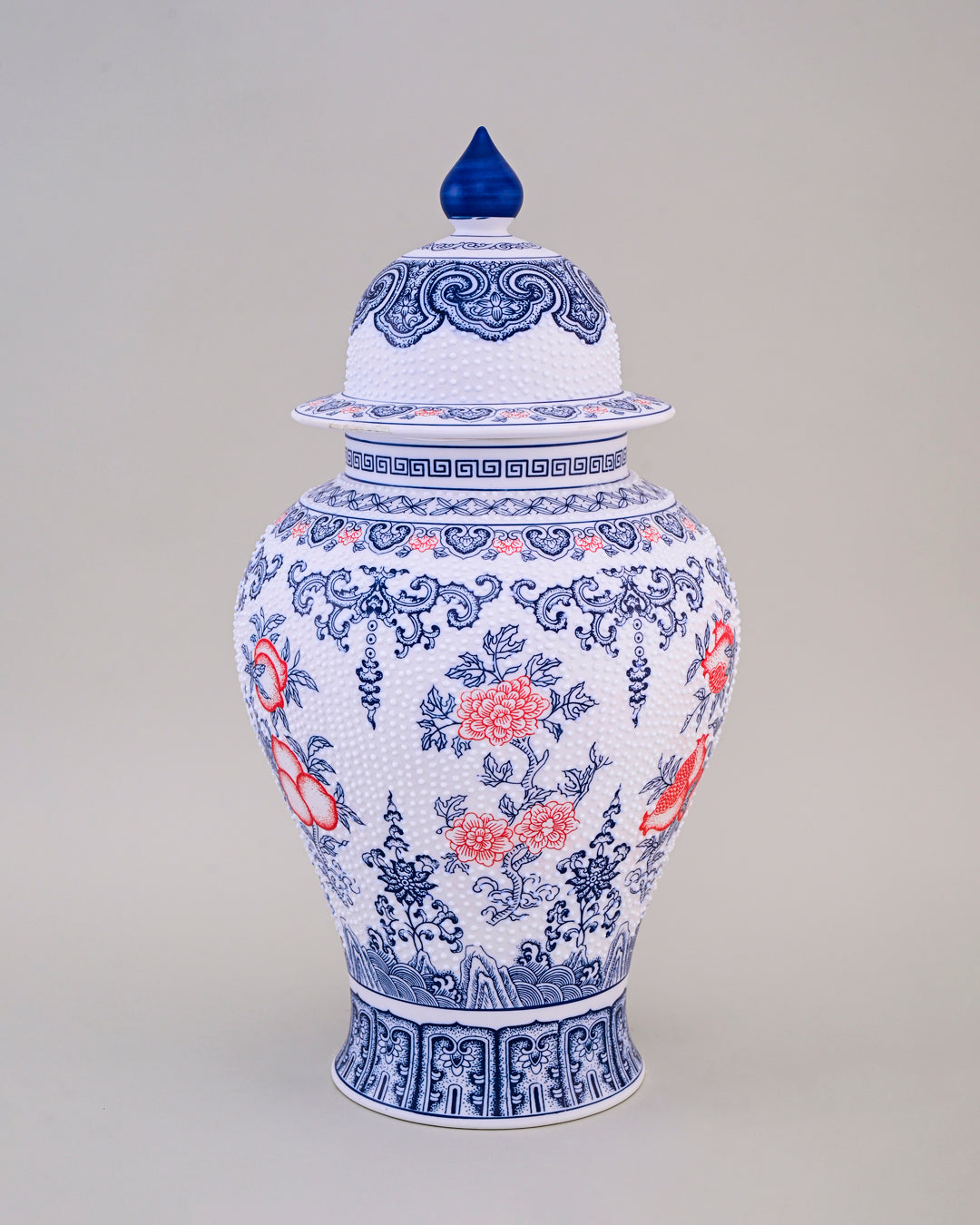 Elegant Oriental Ceramic Temple Jar with Lid 