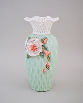 Lattice Rim Porcelain Vase - Green 