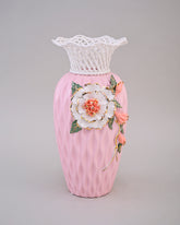 Lattice Rim Porcelain Vase - Pink 