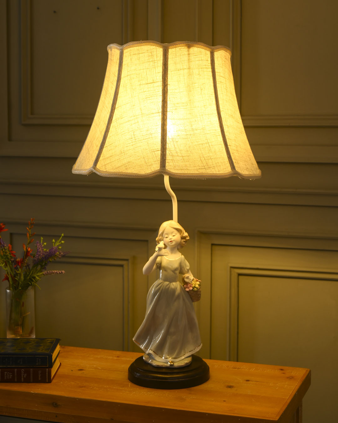 Blossom Maiden Victorian Lady - Fine Porcelain Table Lamp 