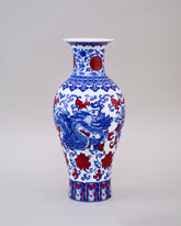 Dragon Motifs Blue & White Bone China Vase 