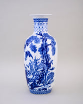 Blue & White Deer & Nature Bone China Vase 