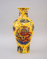 Dragon Motifs Symbolizing Ceramic Vase - Yellow 